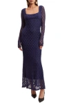 BARDOT BARDOT ADONI LONG SLEEVE LACE OVERLAY MIDI DRESS