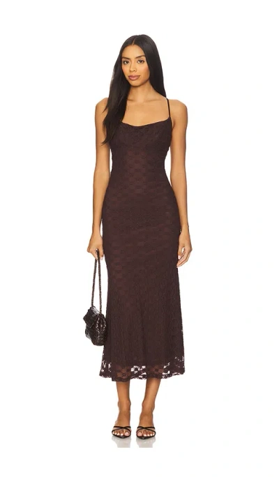 Bardot Adoni Floral Embroidered Mesh Slipdress In Brown