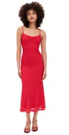 Bardot Adoni Mesh Midi Dress Fire Red