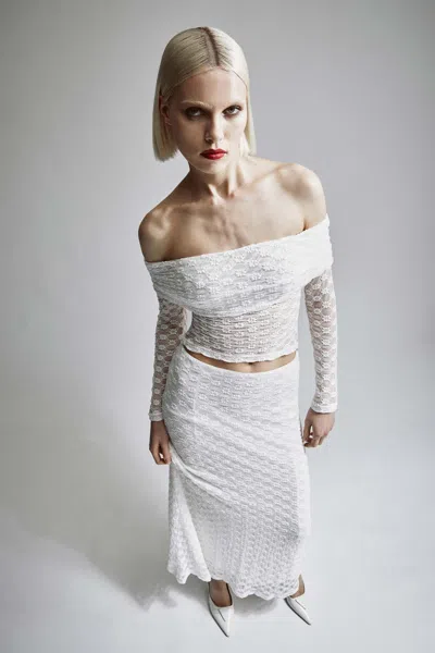 Bardot Adoni Mid Rise Maxi Skirt In Orchid Wht