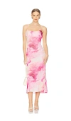 Bardot Adoni Printed Mesh Midi Dress In 粉色扎染