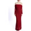 Bardot Adoni Off The Shoulder Long Sleeve Dress In Deep Red