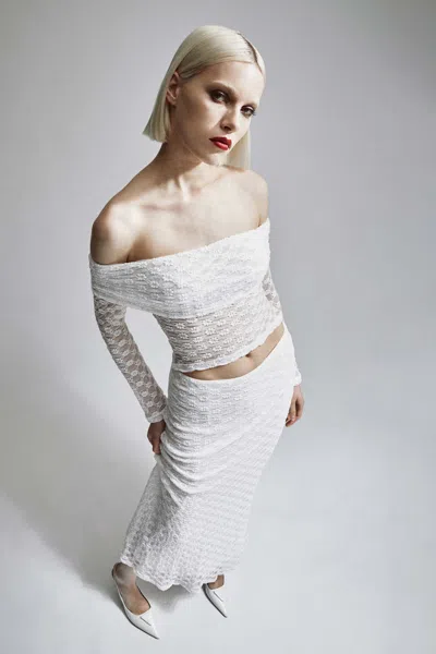 Bardot Adoni Off The Shoulder Top In Orchid Wht