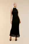 Bardot Ola Stretch Lace Halter Maxi Dress In Black