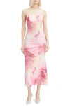 Bardot Adoni Printed Mesh Midi Dress In Pink Tie Dye