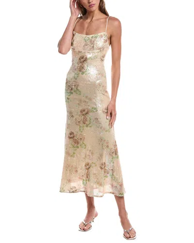 Bardot Adoni Floral-print Sequin-embellished Midi Dress In Neutral