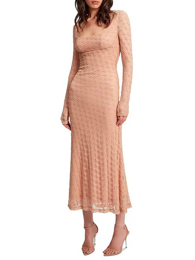Bardot Adoni Womens Lace Long Sleeves Maxi Dress In Beige