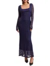 Bardot Adoni Long Sleeve Lace Overlay Midi Dress In Blue