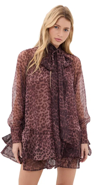 Bardot Adrie Babydoll Mini Dress Leopard