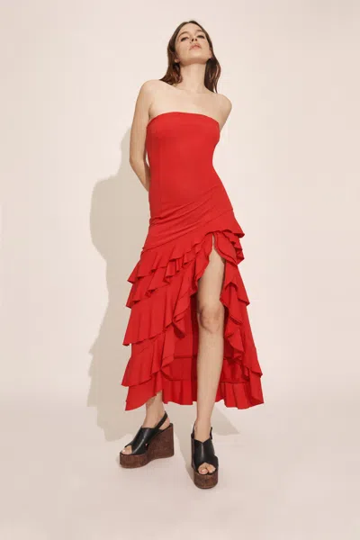 Bardot Agastina Strapless Maxi Dress In Red