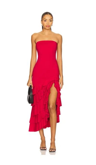Bardot Agastina Strapless Maxi Dress In Red