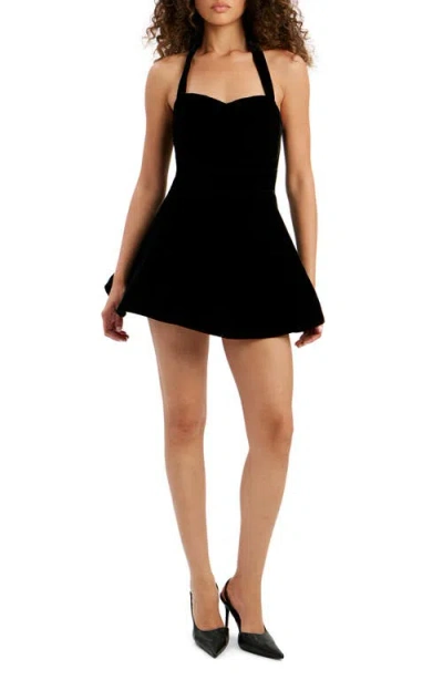 Bardot Agathena Velour Halter Minidress In Black