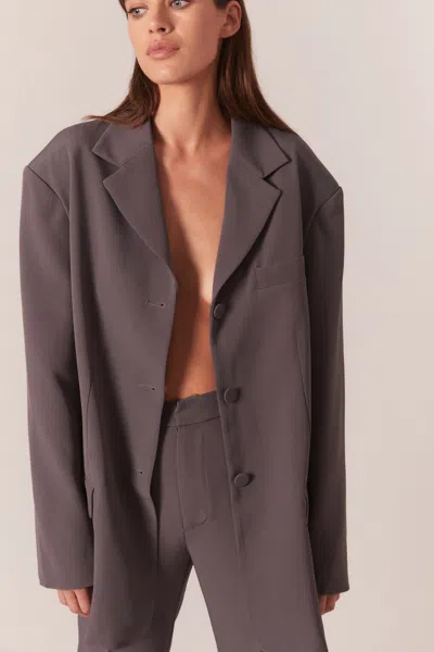 Bardot Akia Oversized Blazer In Charcoal
