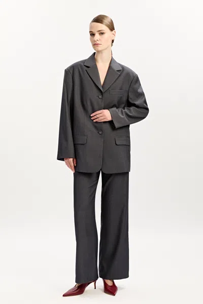 Bardot Akia Oversized Blazer In Dark Charc