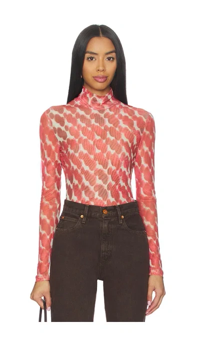 Bardot Alba Long Sleeve Mesh Top In Multi