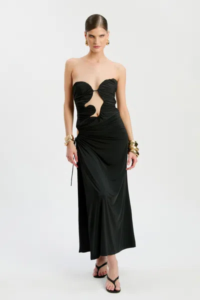 Bardot Alberta Ruched Cutout Strapless Dress In Black
