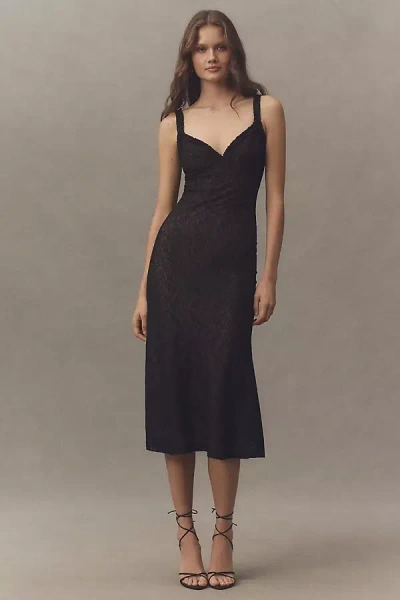 Bardot Alegra Sleeveless V-neck Stretch Lace Midi Dress In Black