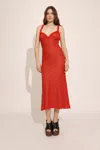 Bardot Alegra Stretch Lace Midi Dress In Red