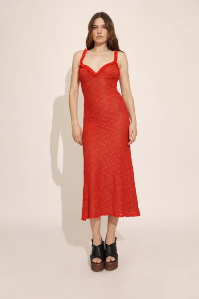 Bardot Alegra Stretch Lace Midi Dress In Red