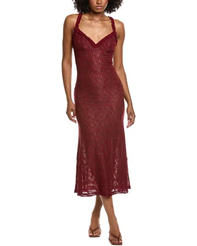 Bardot Alegra Stretch Lace Midi Dress In Red
