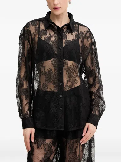 Bardot Aleida Floral-lace Shirt In Animal Print