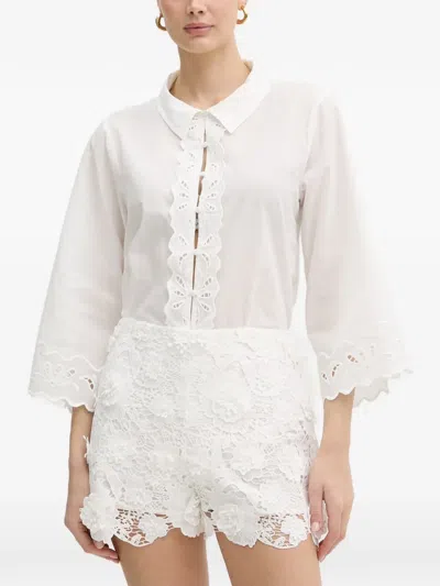 Bardot Aleria Broderie-anglaise Scalloped Shirt In White