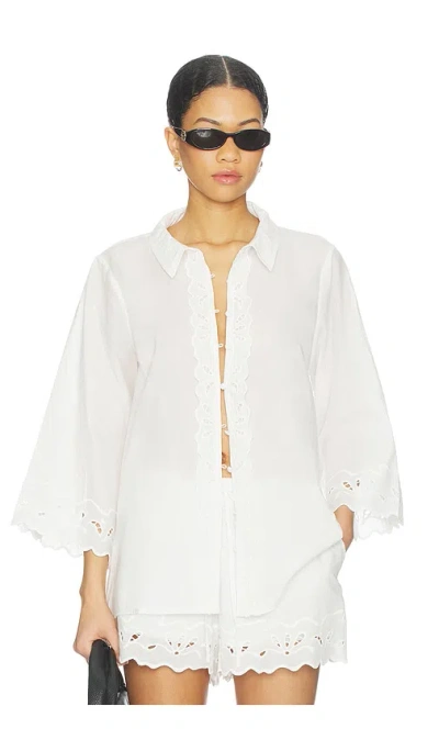 Bardot Aleria Cotton Shirt With Trim In White