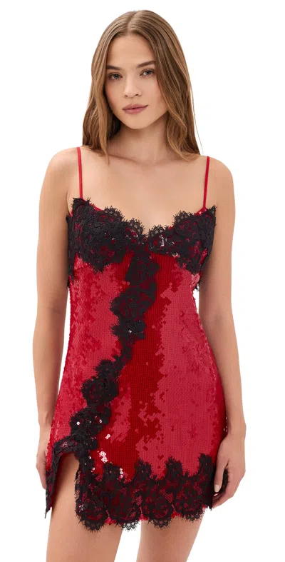 Bardot Alerie Sequin Mesh Mini Dress Deep Red In Multi