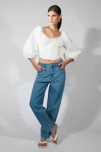 Bardot Alessandra Cotton Poplin Top In White