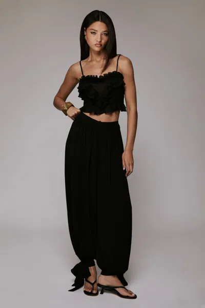 Bardot Alira Frill Detail Crop Top In Black