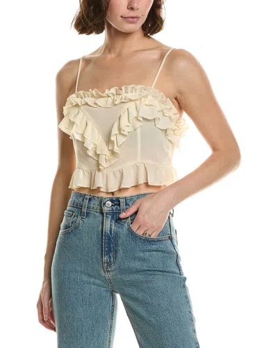 Bardot Alira Frill Detail Crop Top In Neutral