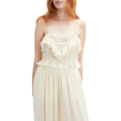Bardot Alira Frill Detail Crop Top In Soft Beige