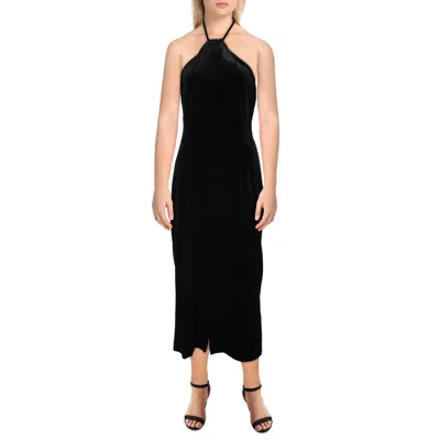 Bardot Alisa Womens Velvet Halter Midi Dress In Black