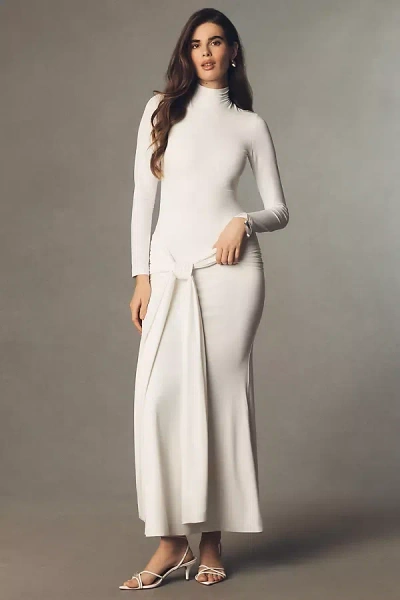 Bardot Alix Long-sleeve Tie-front Maxi Dress In White