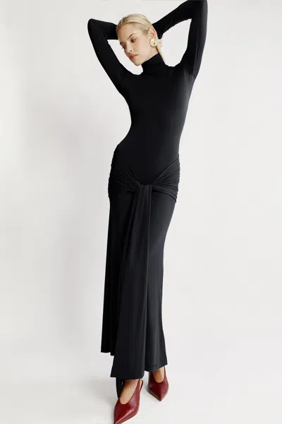Bardot Alix Maxi Tie Front Dress In Black