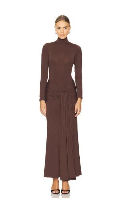 Bardot Alix Maxi Tie Front Dress In Chocolate