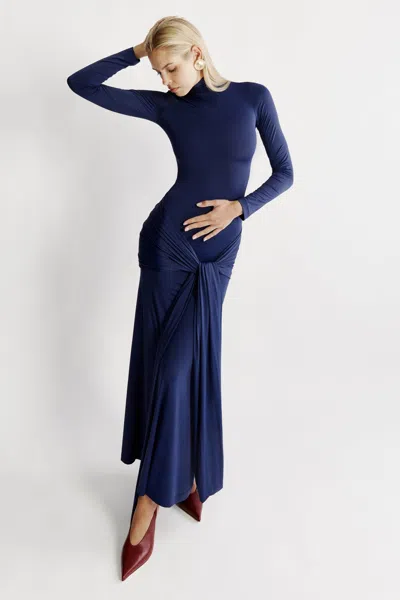 Bardot Alix Maxi Tie Front Dress In Navy