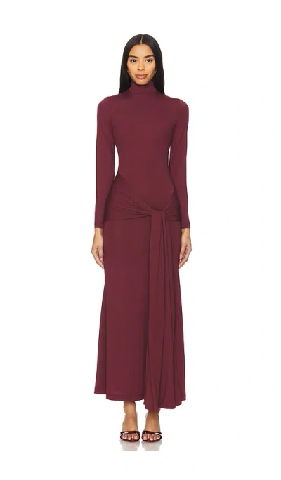 Bardot Alix Maxi Tie Front Dress In Wine