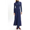Bardot Alix Long-sleeve Tie-front Knit Maxi Dress In Blue