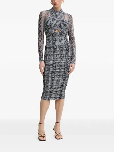 Bardot Aliyah Cutout Snake Print Dress In Gray