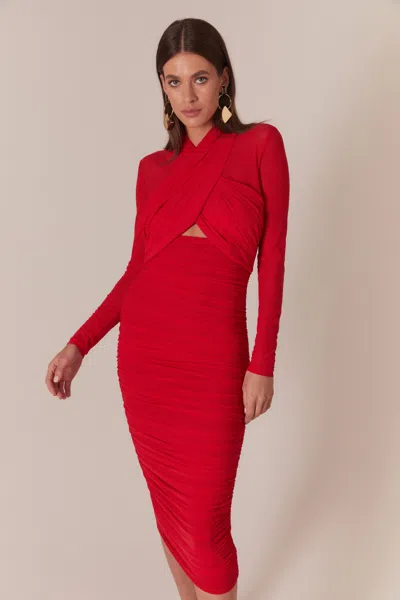 Bardot Aliyah Dress In Fire Red