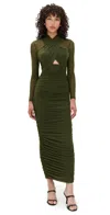 Bardot Aliyah Long Maxi Dress Dark Khaki In Green