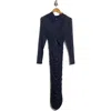 Bardot Aliyah Long Sleeve Sheath Midi Dress In Navy
