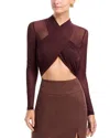 Bardot Aliyah Wrap Long Sleeve Bodysuit In Burgundy