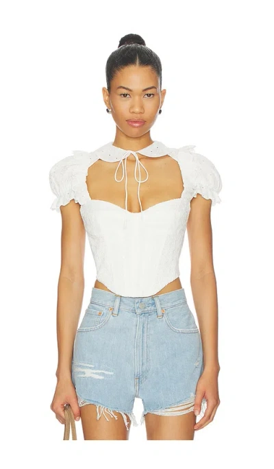 Bardot Allington Broderie Corset Top In White