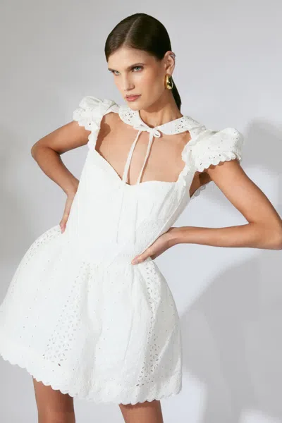 Bardot Allington Broderie Mini Dress In White