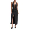 Bardot Alma Plunging Midi Dress In Black