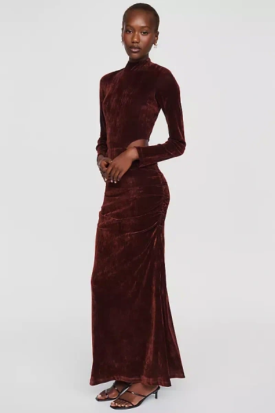 Bardot Alonza Velvet Cutout Maxi Dress In Red
