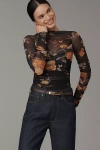 Bardot Althea Long-sleeve Mesh Bodysuit In Multi
