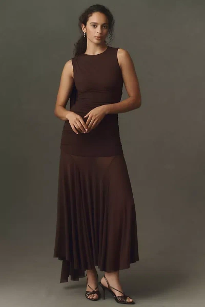 Bardot Alverie Mesh Maxi Dress In Brown